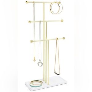 Jewelry Organizer - Necklace Stand - White/Gold